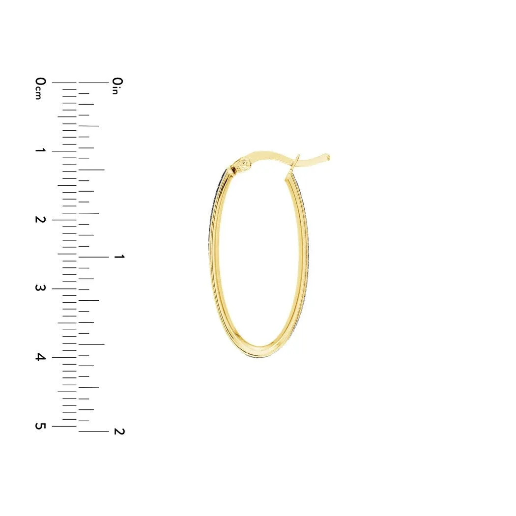 Curata 925 Sterling Silver Gold Plated 2-Row Long Oval Glitter Hoop Earrings - sold by Zulily product image thumbnail 4