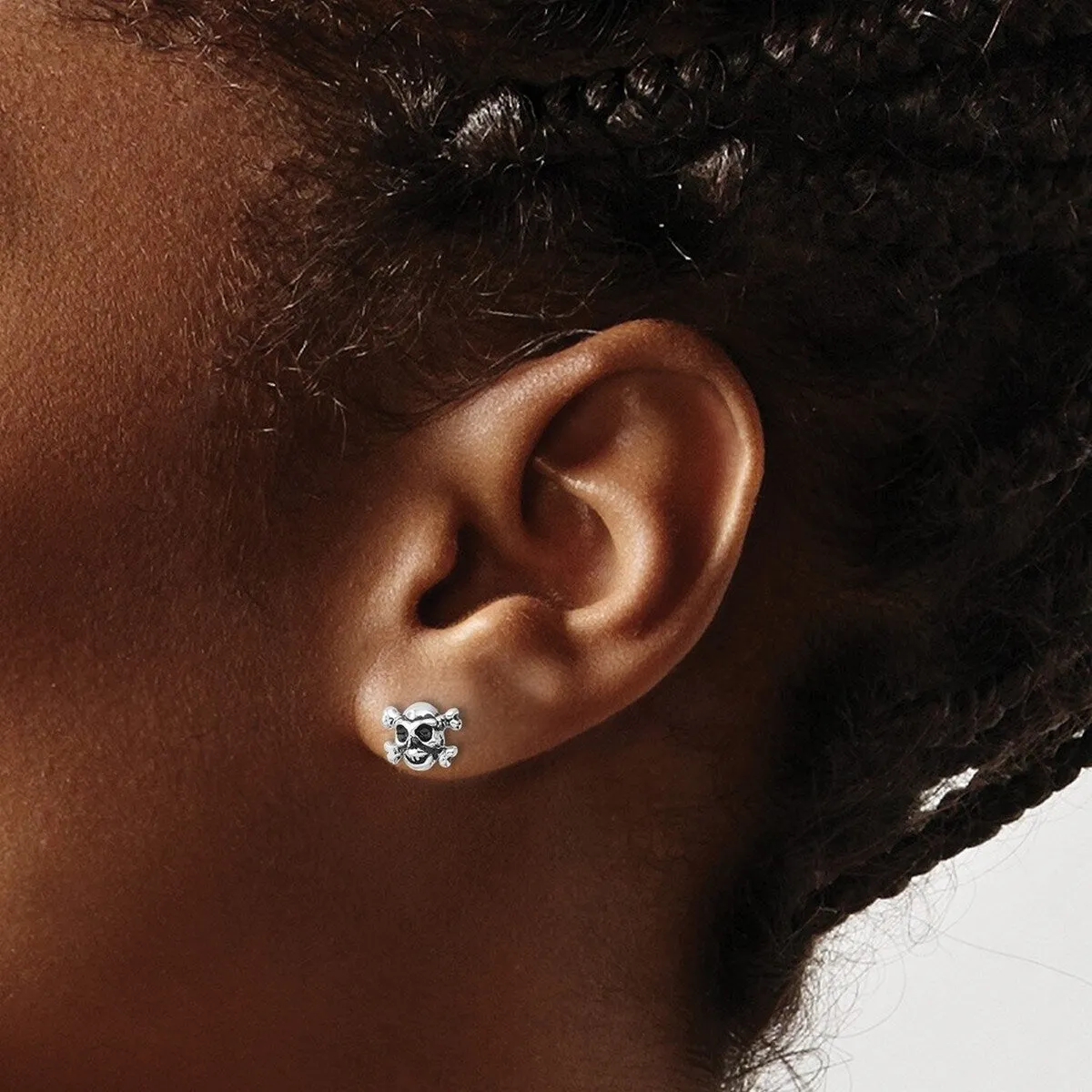 Curata 925 Sterling Silver Skull and Crossbones Post Artisan Oxidized Earrings - 7x9.3mm sold by Zulily product image thumbnail 4