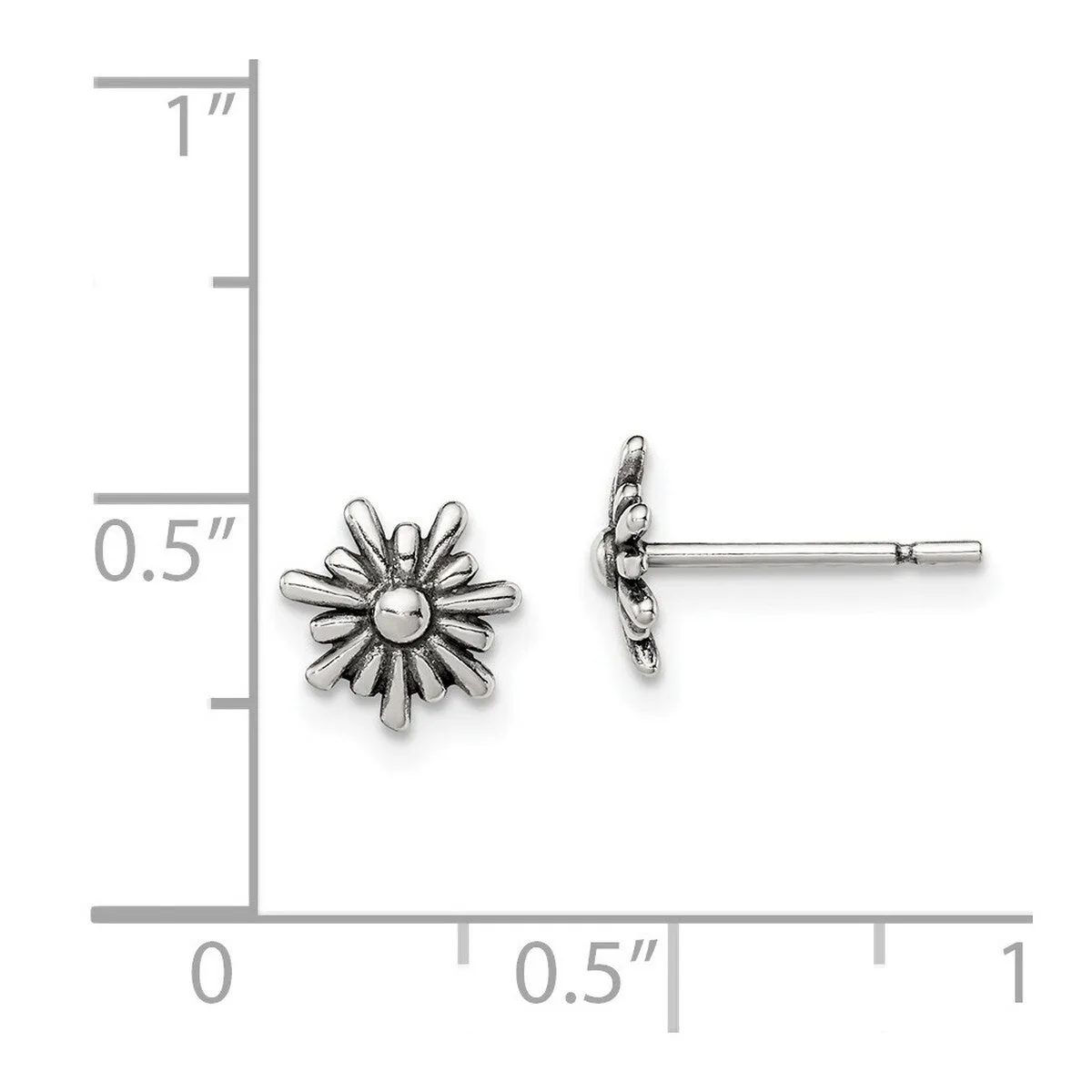 Curata 925 Sterling Silver Antiqued Flower Post Artisan Oxidized Earrings - 8x8mm sold by Zulily product image thumbnail 3