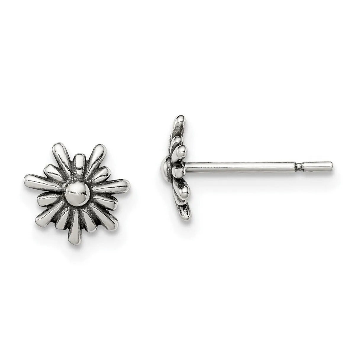 Curata 925 Sterling Silver Antiqued Flower Post Artisan Oxidized Earrings - 8x8mm sold by Zulily product image thumbnail 2