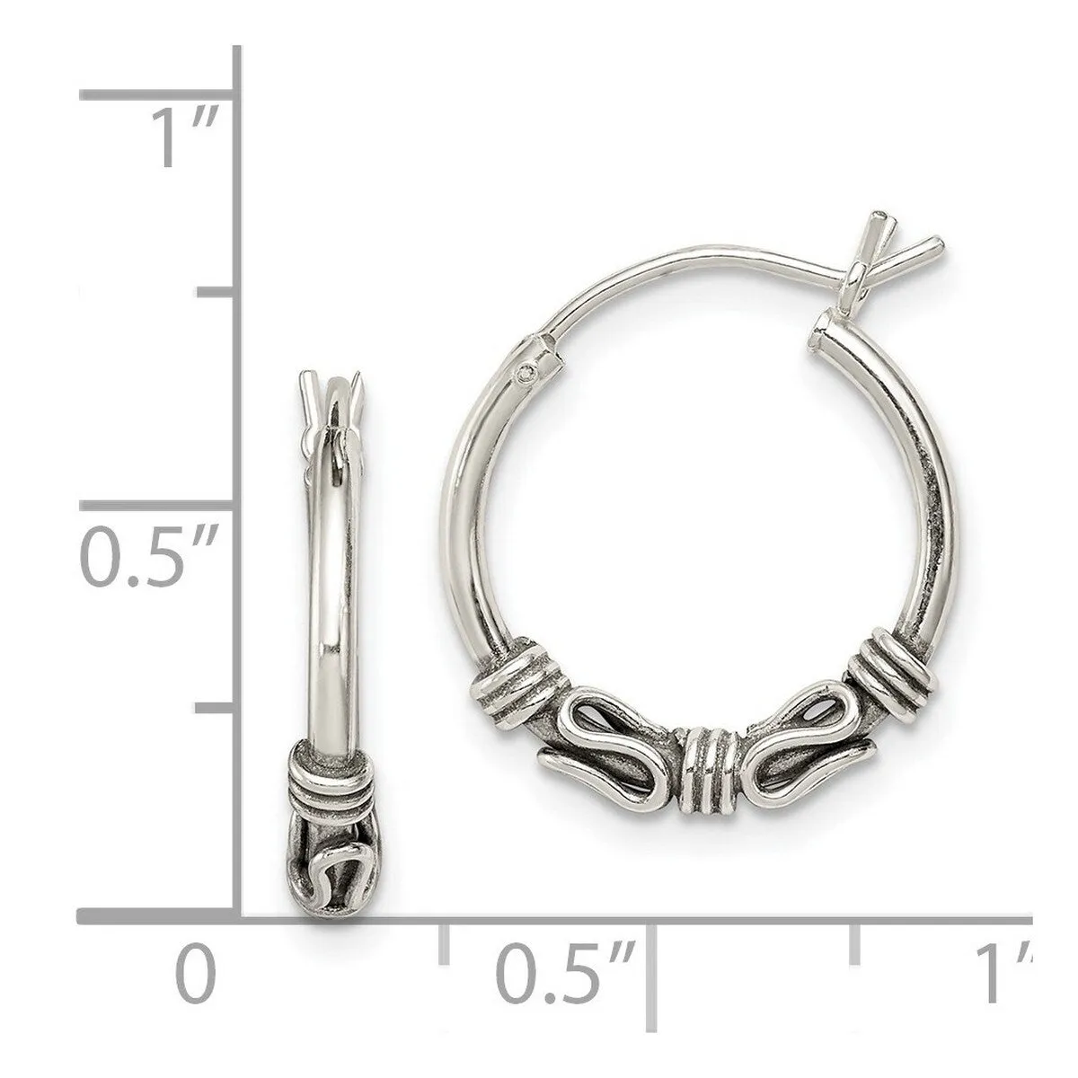 Curata 925 Sterling Silver Antiqued 18x2mm Hoop Artisan Oxidized Earrings sold by Zulily product image thumbnail 5