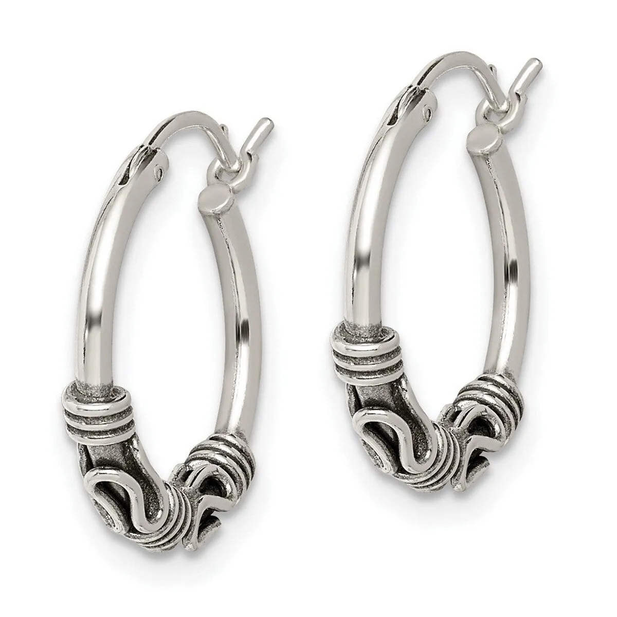 Curata 925 Sterling Silver Antiqued 18x2mm Hoop Artisan Oxidized Earrings sold by Zulily product image thumbnail 2