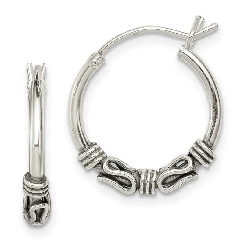 Curata 925 Sterling Silver Antiqued 18x2mm Hoop Artisan Oxidized Earrings sold by Zulily