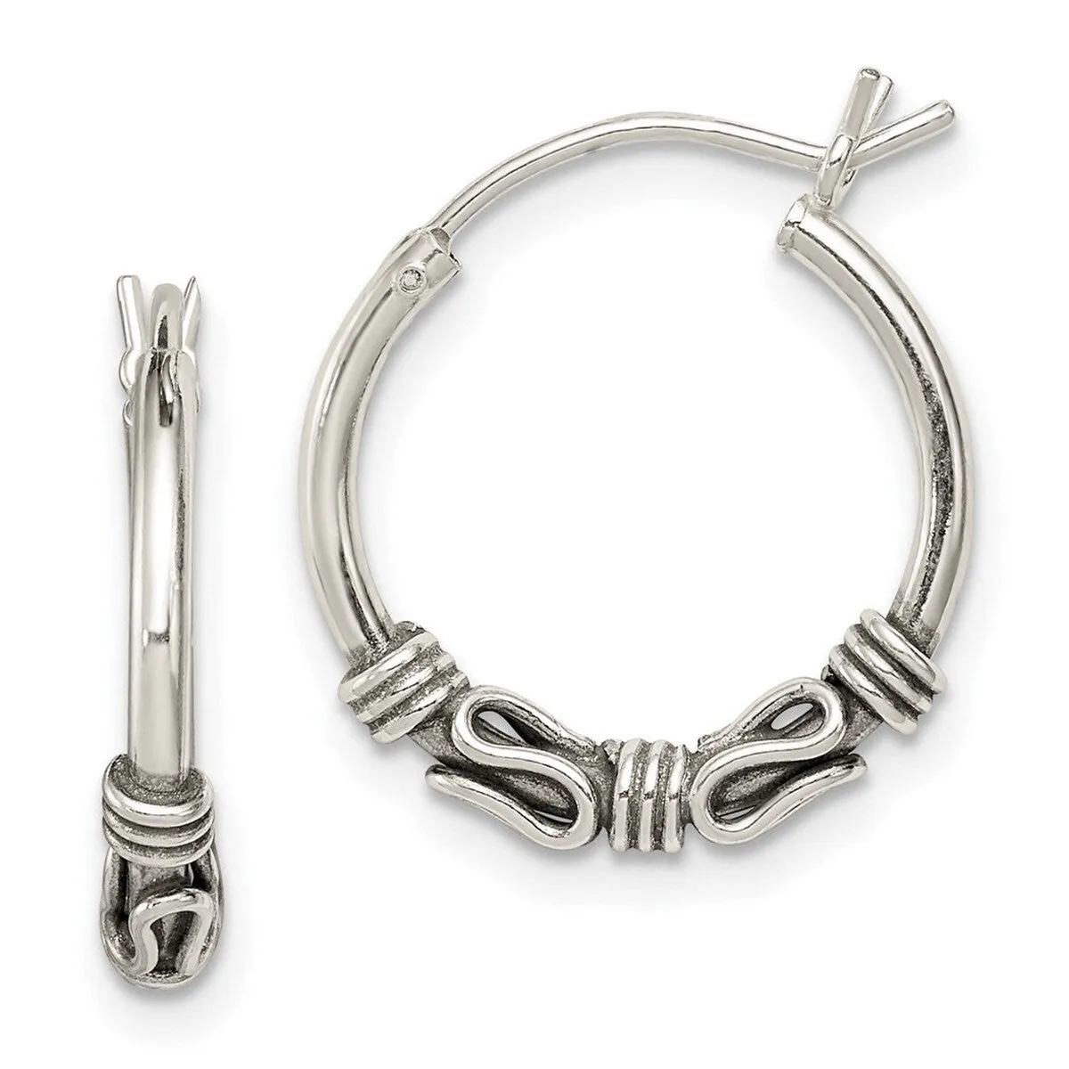 Curata 925 Sterling Silver Antiqued 18x2mm Hoop Artisan Oxidized Earrings sold by Zulily