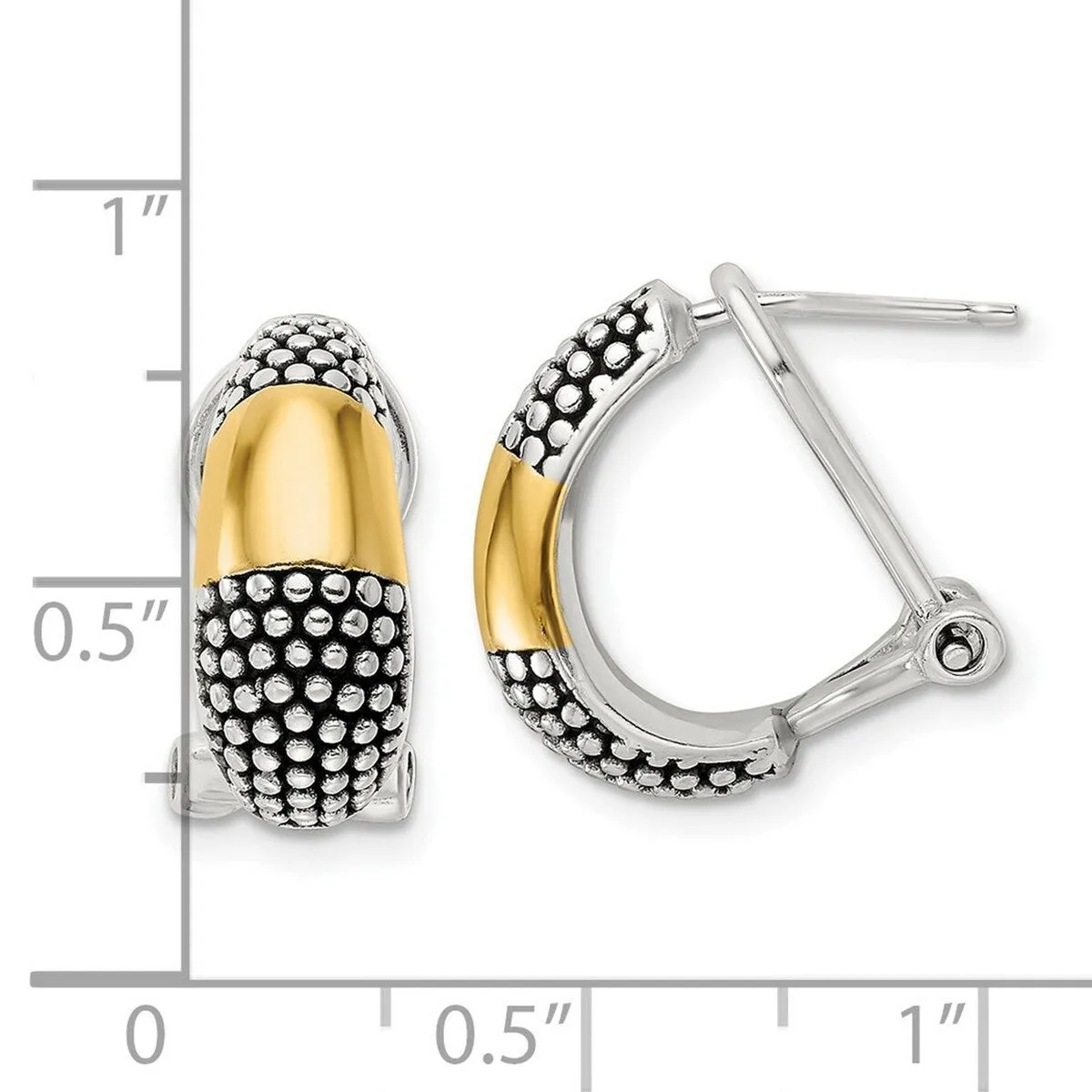 Curata 925 Sterling Silver Gold Plated Omega Back Artisan Oxidized Earrings - 15.9x6.65mm sold by Zulily product image thumbnail 2