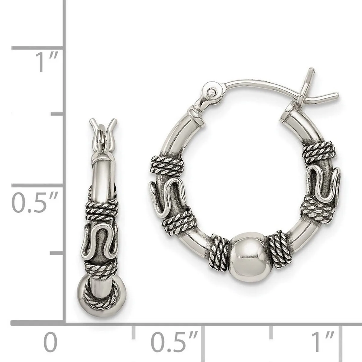 Curata 925 Sterling Silver 18x4mm Antiqued Bead Hoop Artisan Oxidized Earrings sold by Zulily product image thumbnail 5