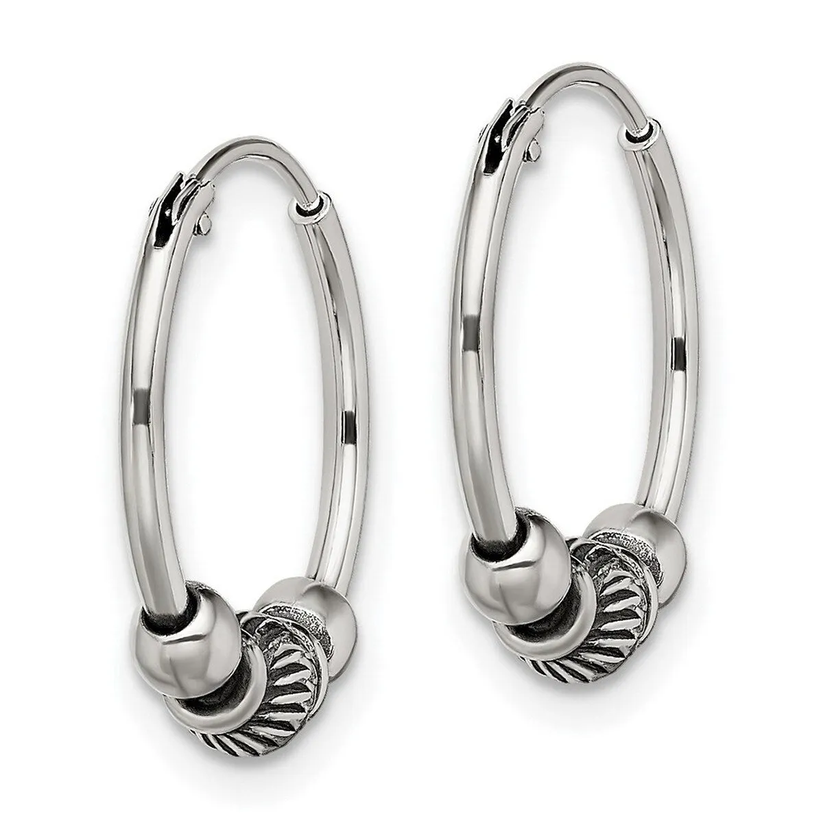 Curata 925 Sterling Silver Beaded Endless Hoop Artisan Oxidized Earrings - 16.8x16.2mm 4mm Thick sold by Zulily product image thumbnail 5