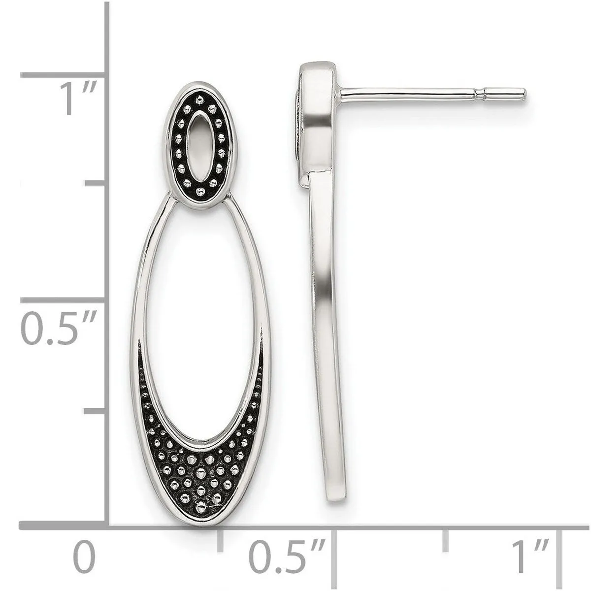 Curata 925 Sterling Silver Antiqued Oval Post Artisan Oxidized Earrings - 24.5x7.5mm sold by Zulily product image thumbnail 3