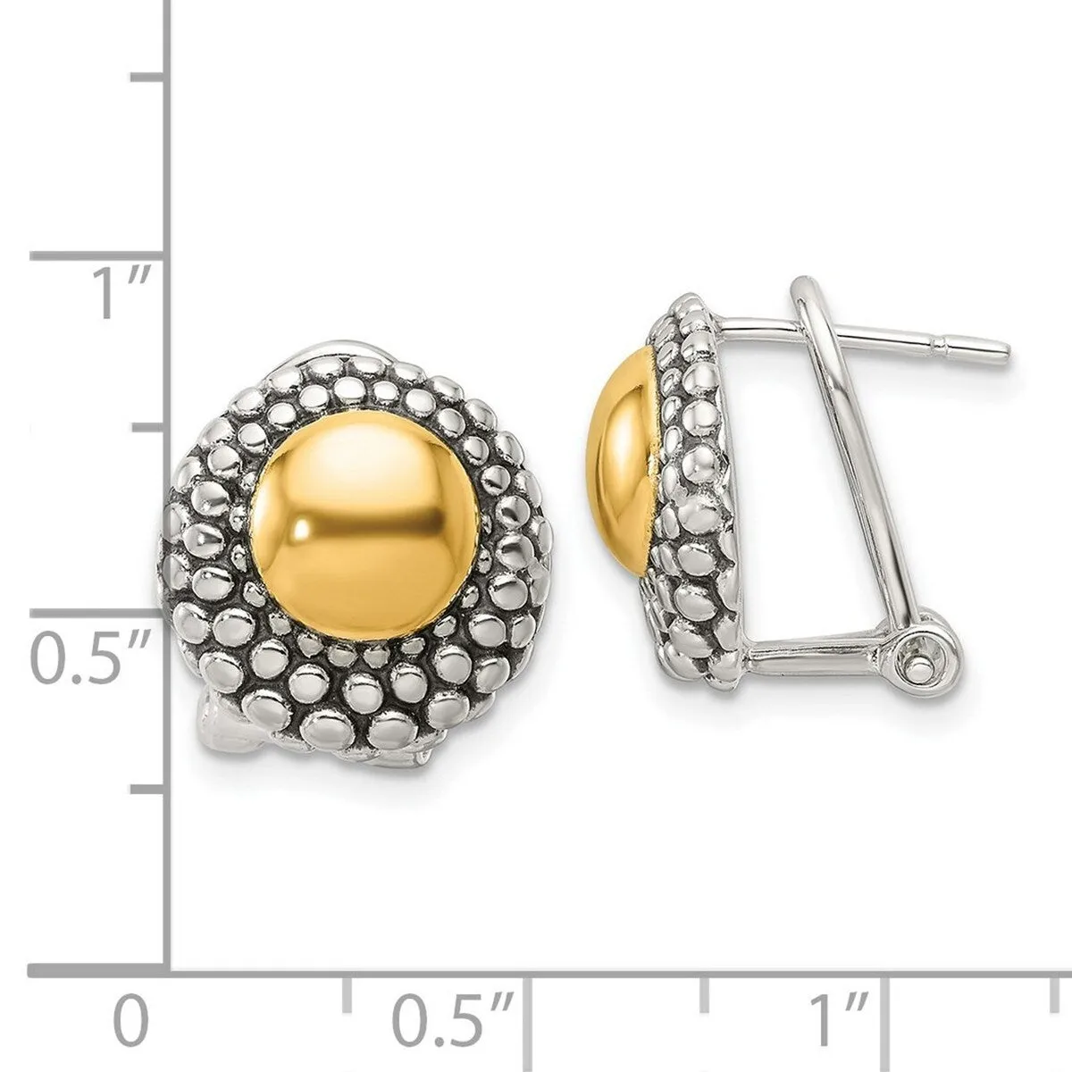 Curata 925 Sterling Silver Gold Plated Circle Omega Back Post Oxidized Earrings - 13.7x13.6mm sold by Zulily product image thumbnail 2