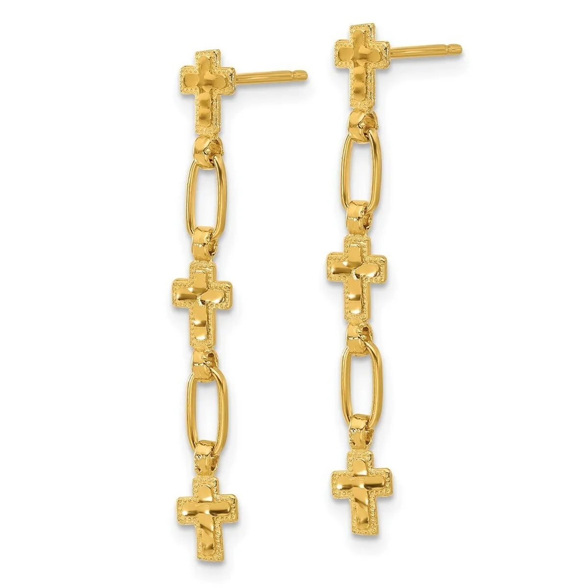 Curata 925 Sterling Silver Gold Plated Beaded Crosses Long Dangle Earrings - 34x4.3mm sold by Zulily product image thumbnail 5