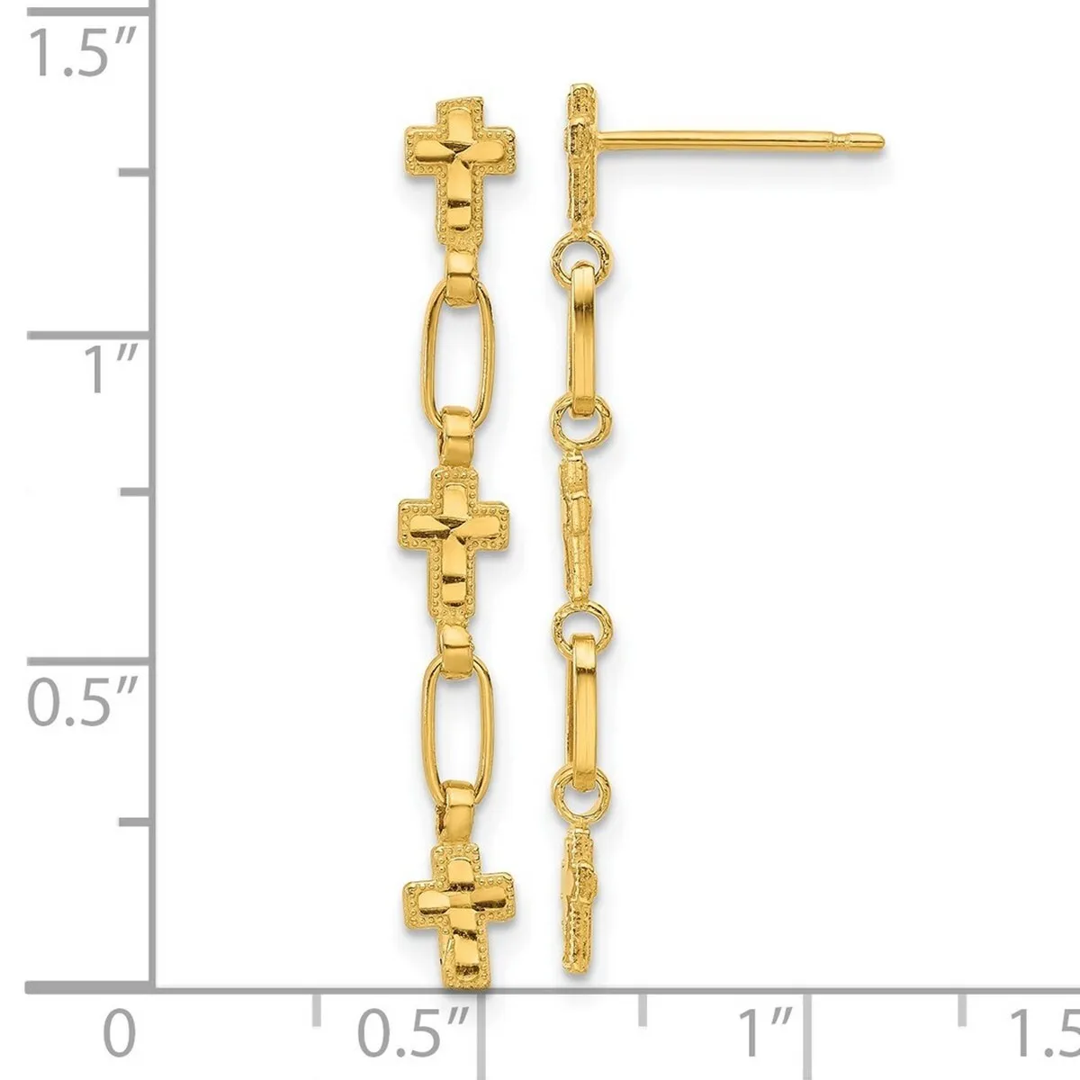 Curata 925 Sterling Silver Gold Plated Beaded Crosses Long Dangle Earrings - 34x4.3mm sold by Zulily product image thumbnail 4