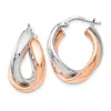 Curata 925 Sterling Silver Rose Gold Plated Twisted Hinged Double Hoop Earrings - 21x6mm sold by Zulily