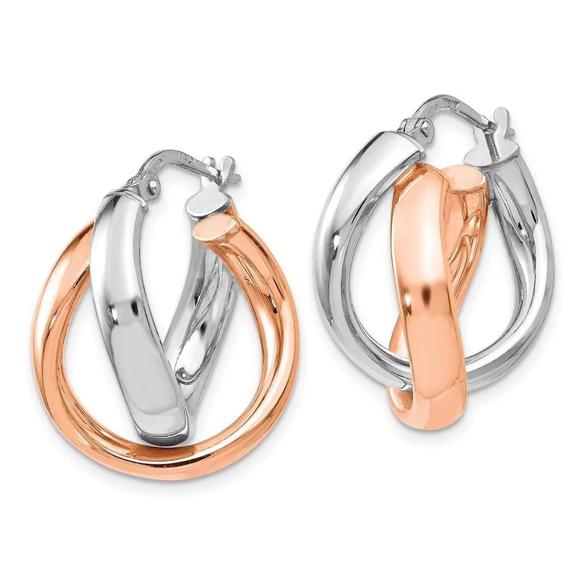 Curata 925 Sterling Silver Rose Gold Plated Twisted Hinged Double Hoop Earrings - 21x6mm sold by Zulily product image thumbnail 4