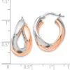 Curata 925 Sterling Silver Rose Gold Plated Twisted Hinged Double Hoop Earrings - 21x6mm sold by Zulily