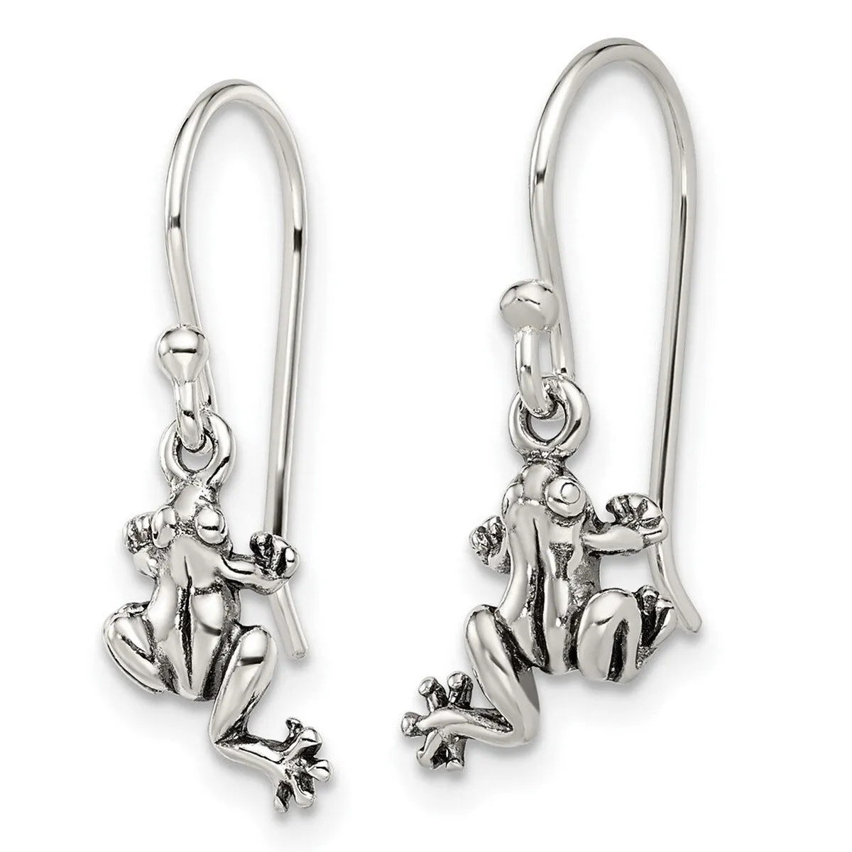 Curata 925 Sterling Silver Antiqued Frog Artisan Oxidized Dangle Earrings - 23x11mm sold by Zulily