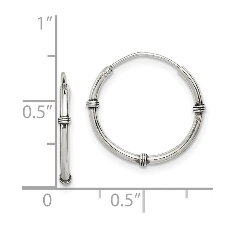 Curata 925 Sterling Silver 18x2mm Hoop Artisan Oxidized Earrings sold by Zulily