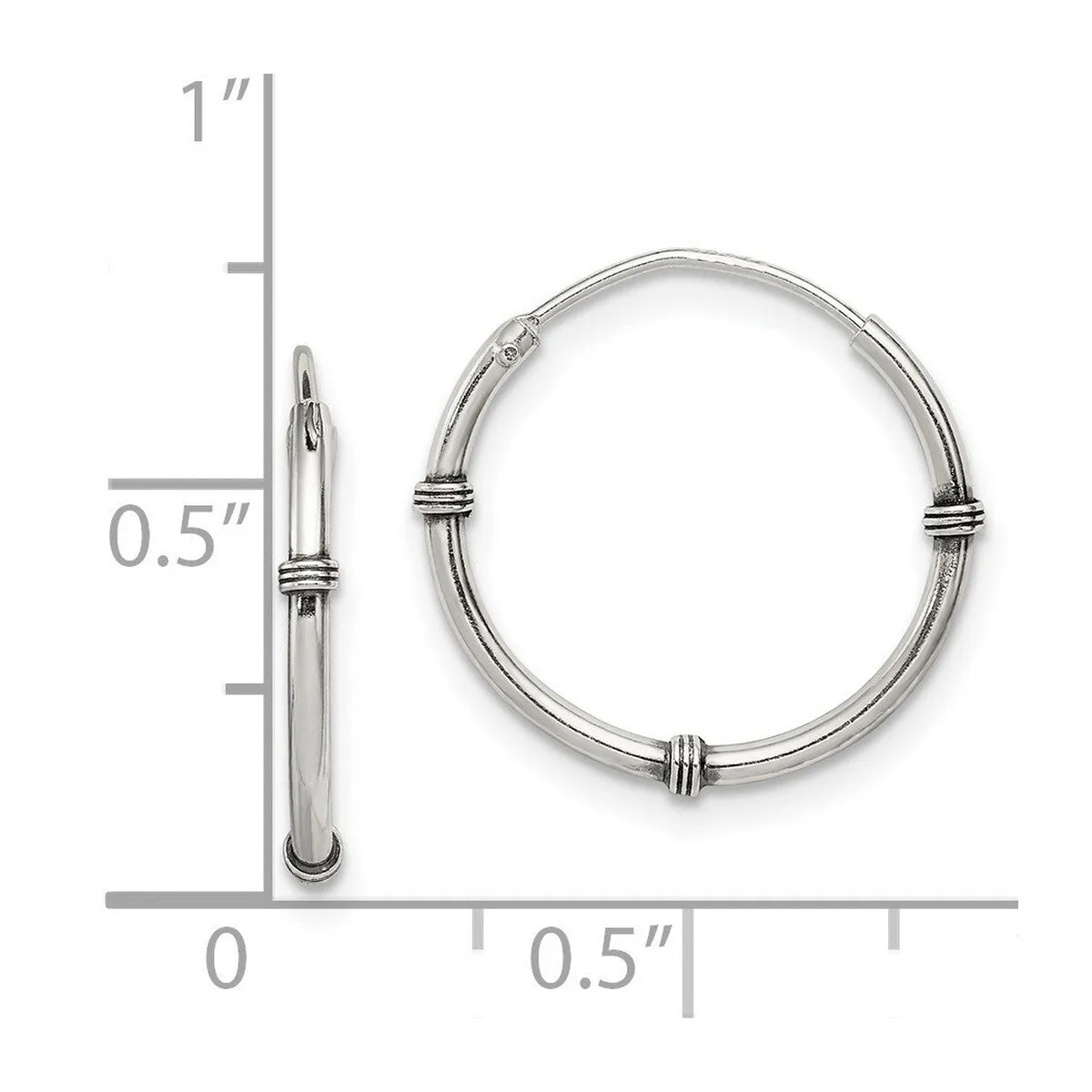 Curata 925 Sterling Silver 18x2mm Hoop Artisan Oxidized Earrings sold by Zulily