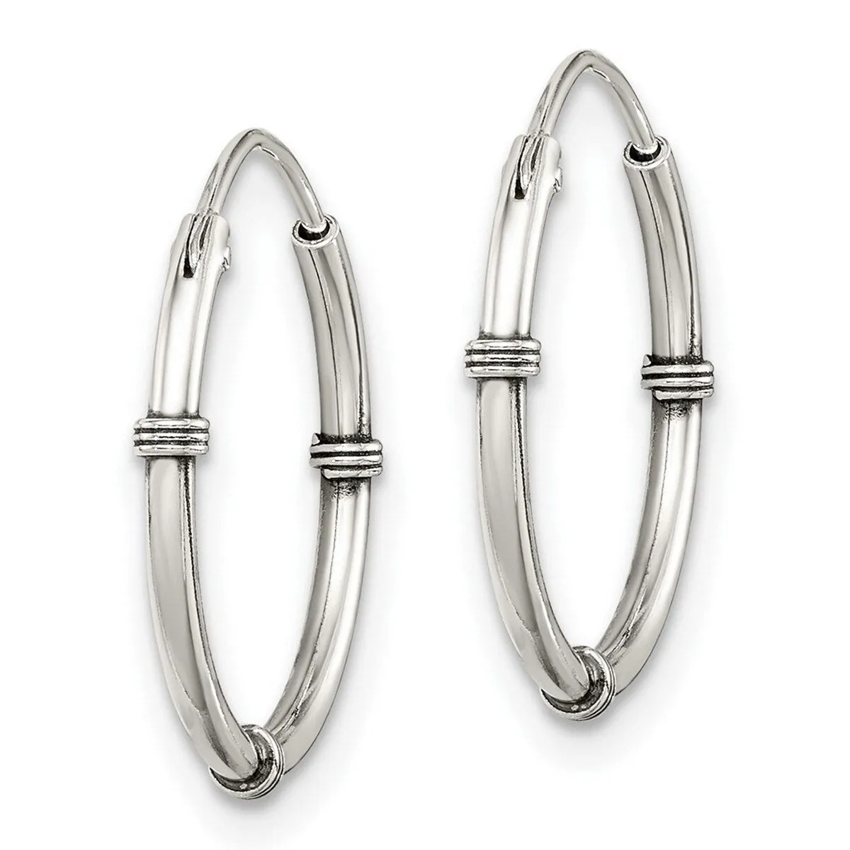 Curata 925 Sterling Silver 18x2mm Hoop Artisan Oxidized Earrings sold by Zulily product image thumbnail 2