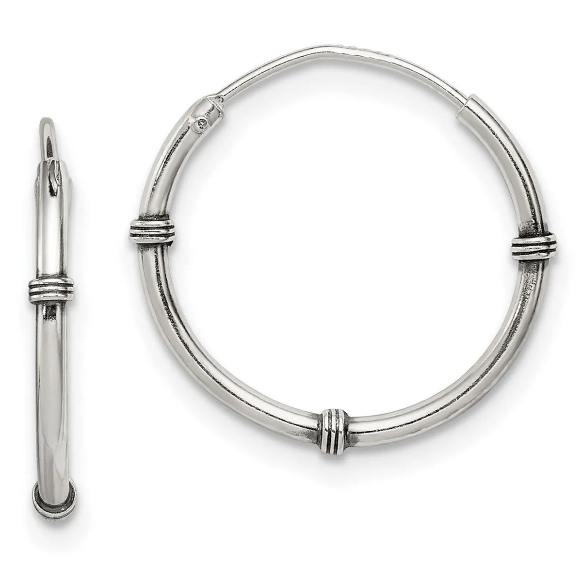 Curata 925 Sterling Silver 18x2mm Hoop Artisan Oxidized Earrings sold by Zulily product image thumbnail 5