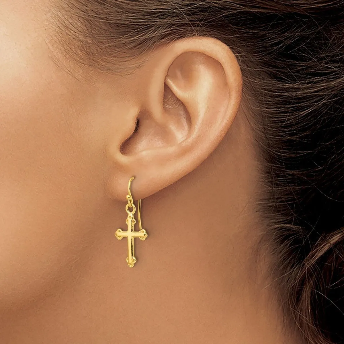Curata 925 Sterling Silver Gold Plated Cross Dangle Hook Earrings - 32.3x12.8mm sold by Zulily product image thumbnail 5