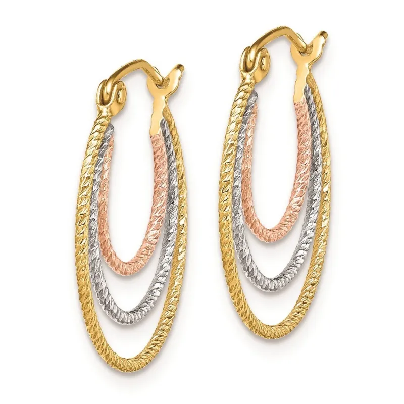 Curata 925 Sterling Silver Tricolor Textured Triple Hoop Earrings - 21x21mm sold by Zulily