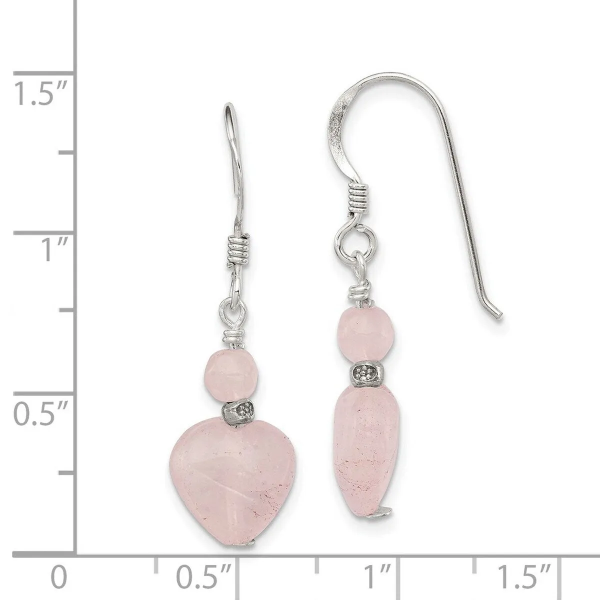 Curata 925 Sterling Silver Antiqued Bead Rose Quartz Dangle Hook Artisan Oxidized Earrings - 29x10mm sold by Zulily product image thumbnail 3