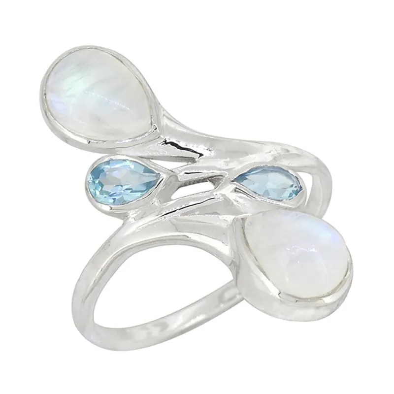 YS Gems Sterling Silver Rainbow Moonstone Gemstone Cocktail Ring sold by Zulily