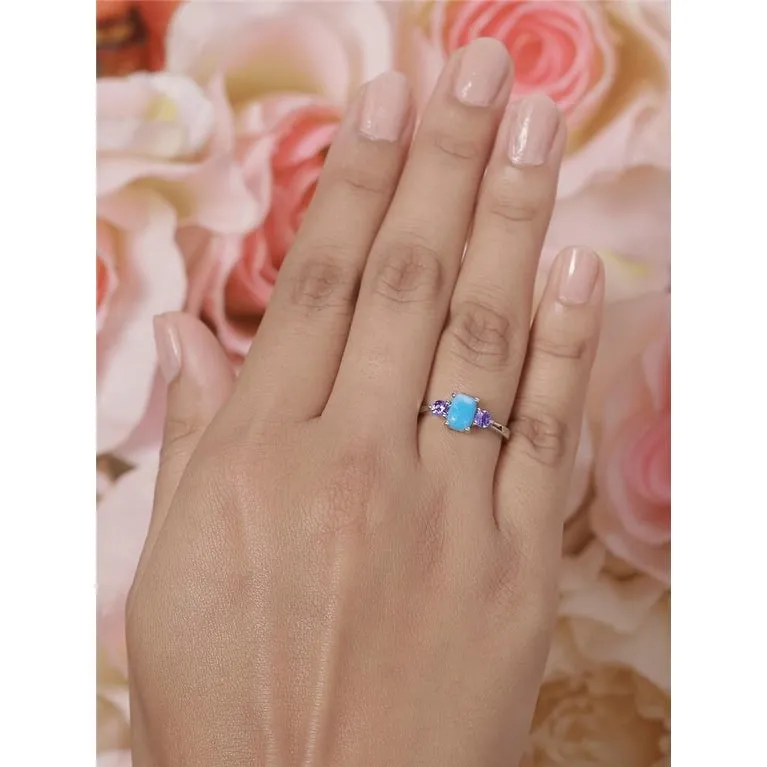 YS Gems Sterling Silver Larimar Gemstone Solitaire Ring sold by Zulily product image thumbnail 3