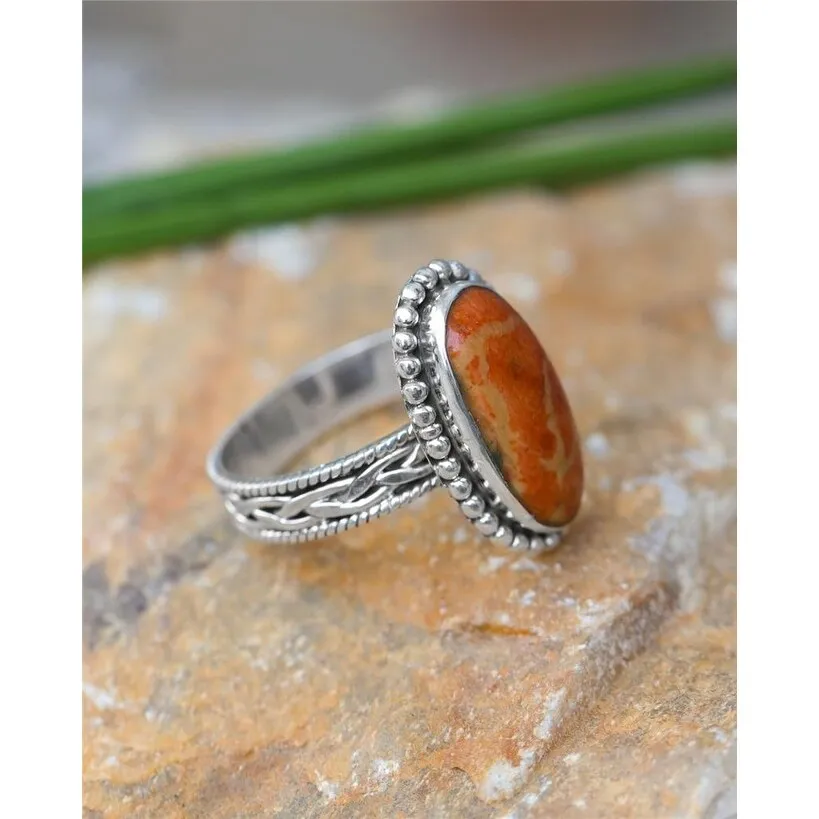 YS Gems Sterling Silver Orange mohave Turquoise Gemstone Bohemian Ring sold by Zulily product image thumbnail 2
