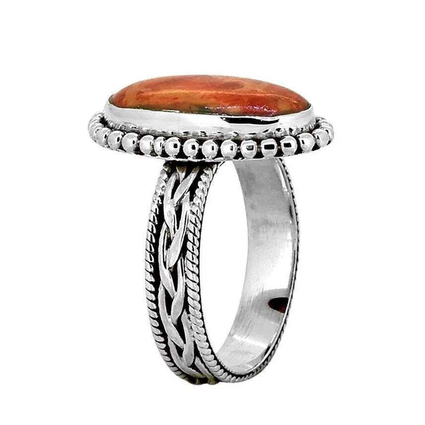 YS Gems Sterling Silver Orange mohave Turquoise Gemstone Bohemian Ring sold by Zulily product image thumbnail 3