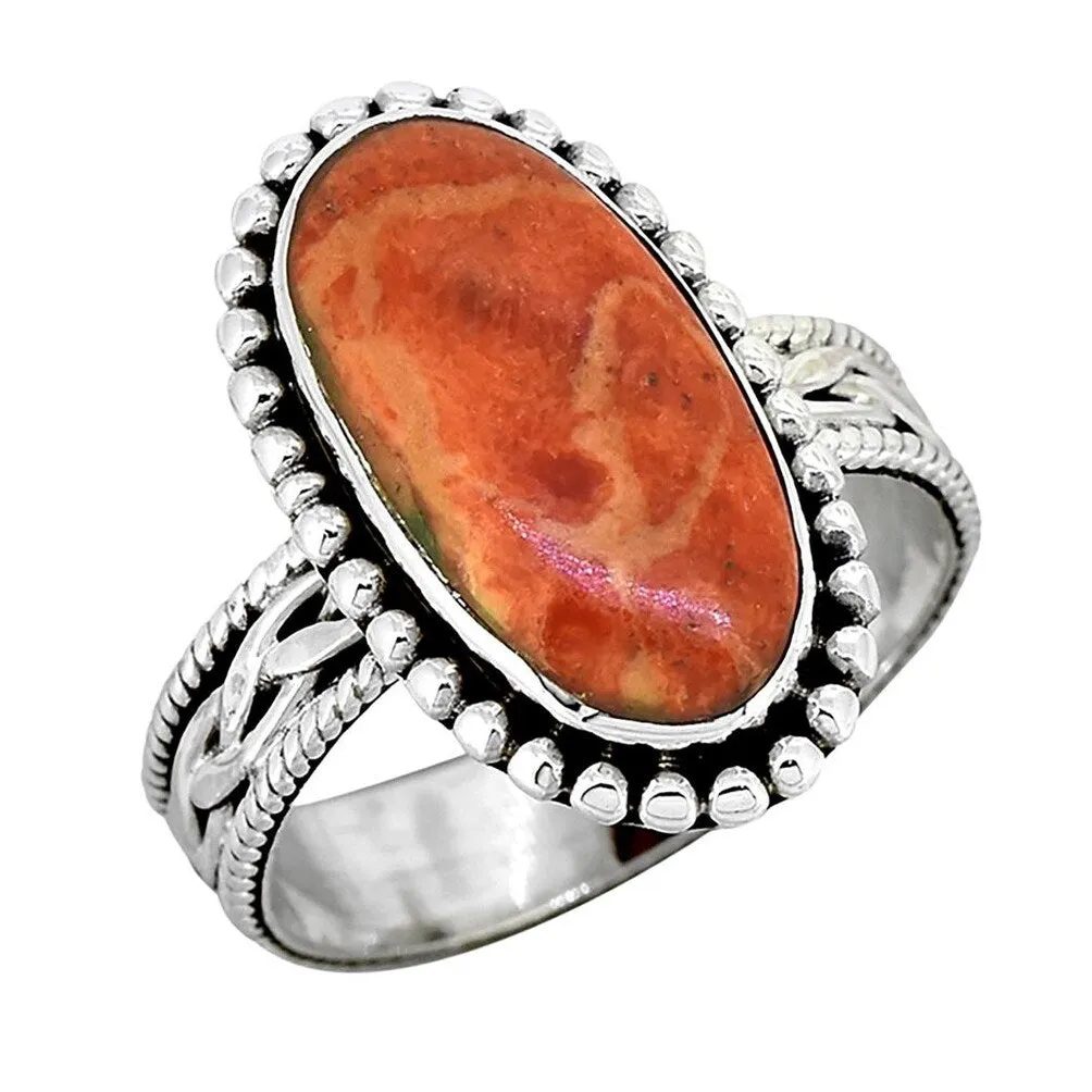 YS Gems Sterling Silver Orange mohave Turquoise Gemstone Bohemian Ring sold by Zulily product image thumbnail 4