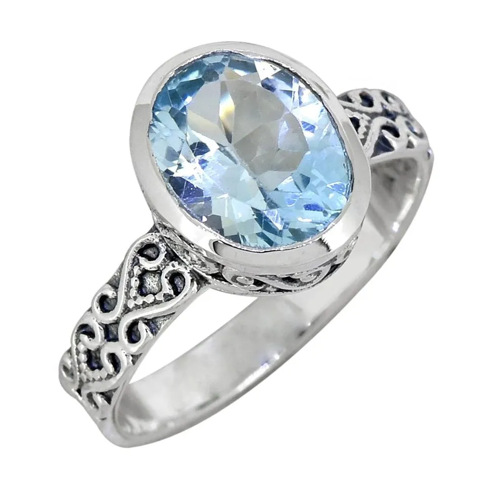 YS Gems Sterling Silver Blue Topaz Gemstone Solitaire Ring sold by Zulily product image thumbnail 2