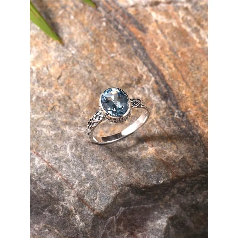 YS Gems Sterling Silver Blue Topaz Gemstone Solitaire Ring sold by Zulily product image thumbnail 4