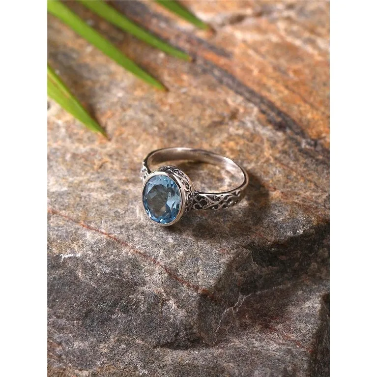 YS Gems Sterling Silver Blue Topaz Gemstone Solitaire Ring sold by Zulily product image thumbnail 3