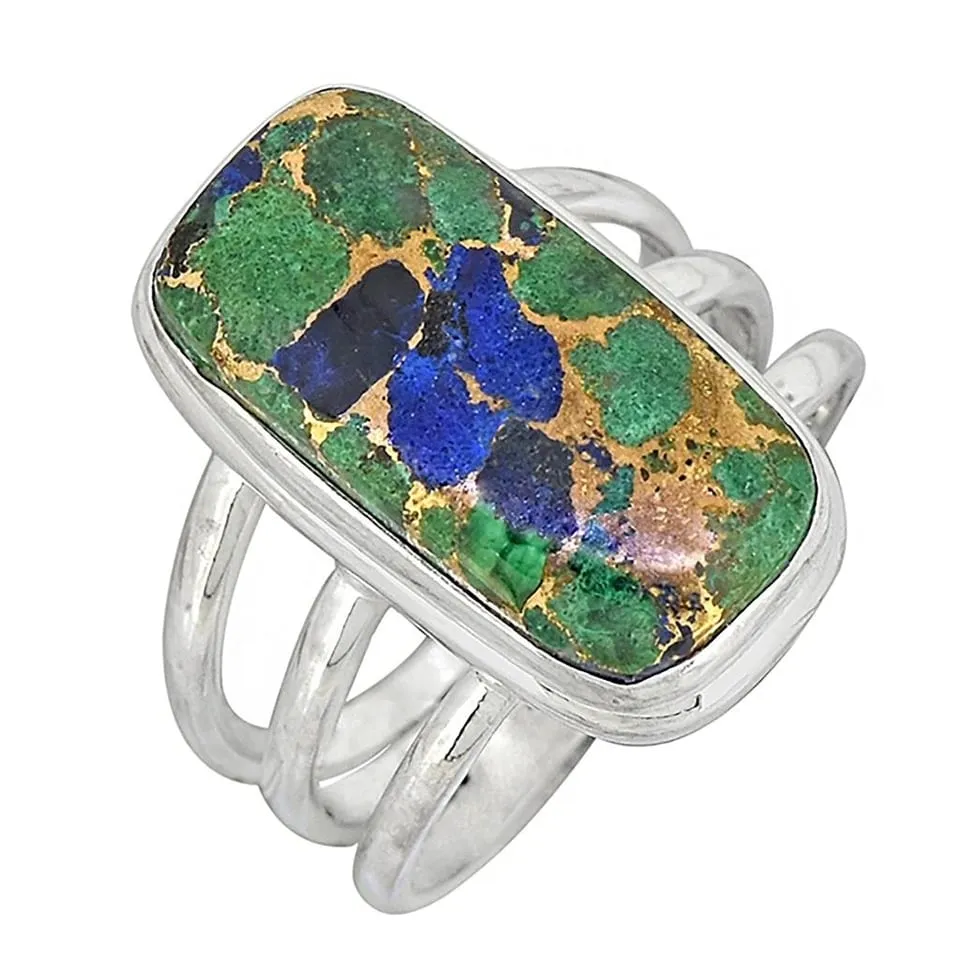 YS Gems Sterling Silver Lapis Malachite Copper Gemstone Bohemian Ring sold by Zulily product image thumbnail 4