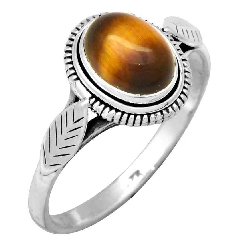 YS Gems Sterling Silver Tiger Eye Gemstone Solitaire Ring sold by Zulily
