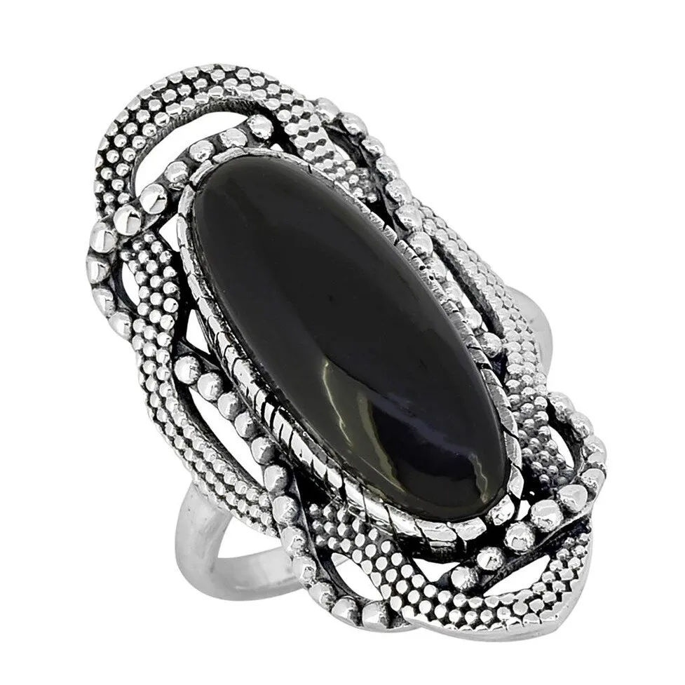 YS Gems Sterling Silver Black Onyx Gemstone Bohemian Ring sold by Zulily