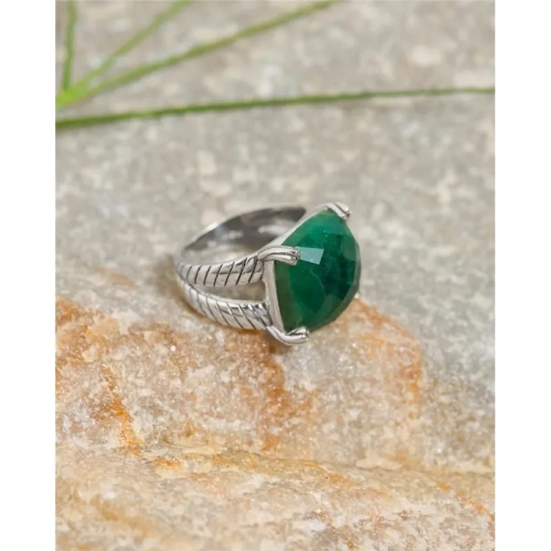 YS Gems Sterling Silver Corundum Emerald Gemstone Bohemian Ring made by Zulily