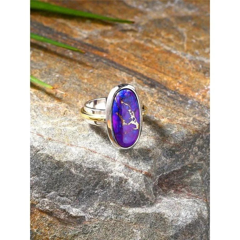 YS Gems Sterling Silver Purple Copper Turquoise Gemstone Bohemian Ring sold by Zulily product image thumbnail 2
