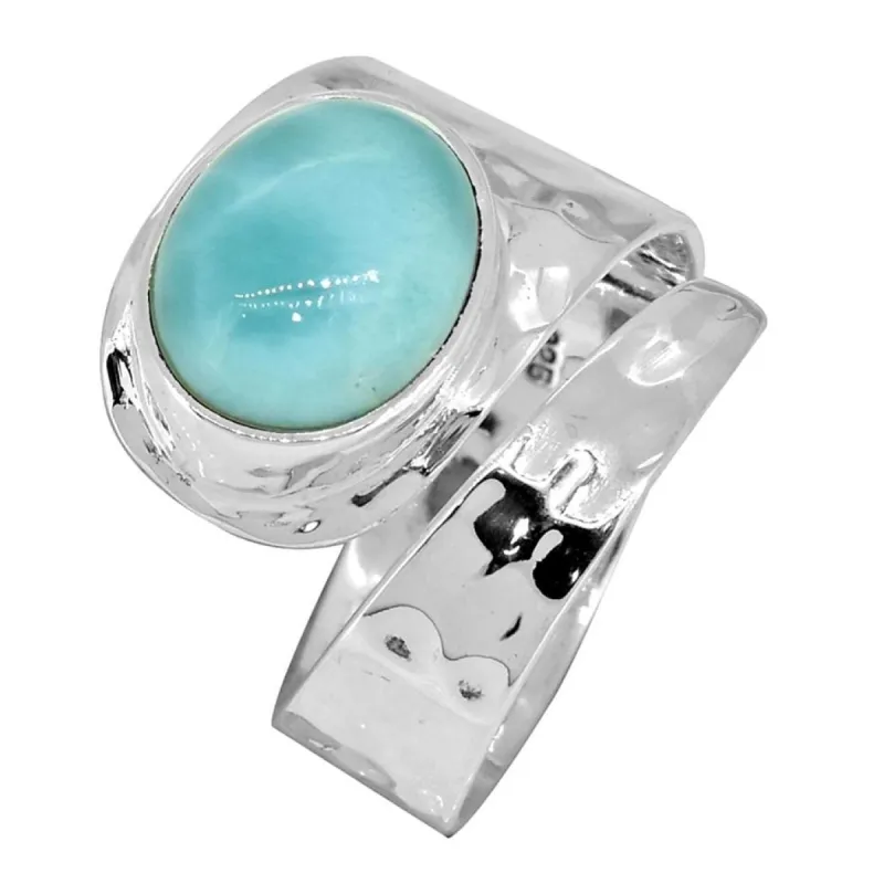 YS Gems Sterling Silver Larimar Gemstone Bohemian Ring sold by Zulily
