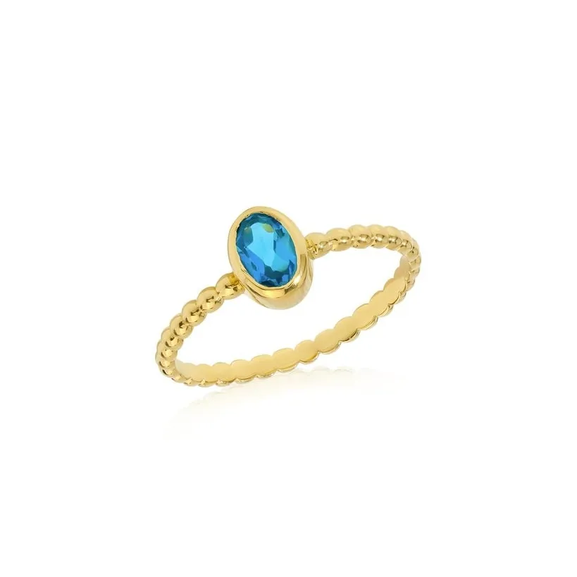 YS Gems Gold Plated Over Sterling Silver London Blue Topaz Gemstone Solitaire Ring sold by Zulily