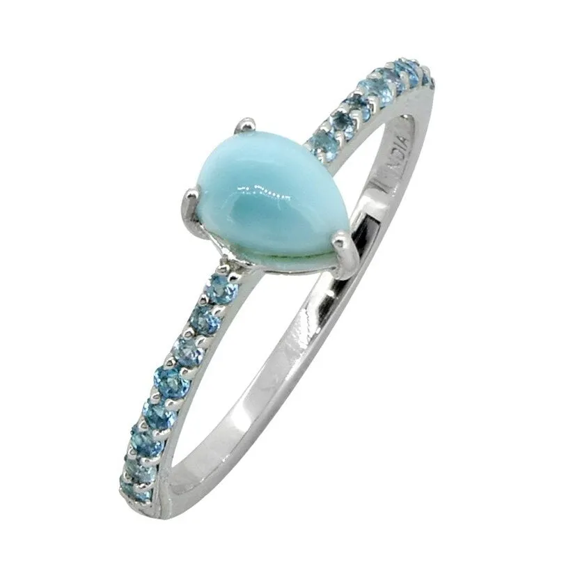 YS Gems Sterling Silver Larimar Gemstone Solitaire Ring sold by Zulily