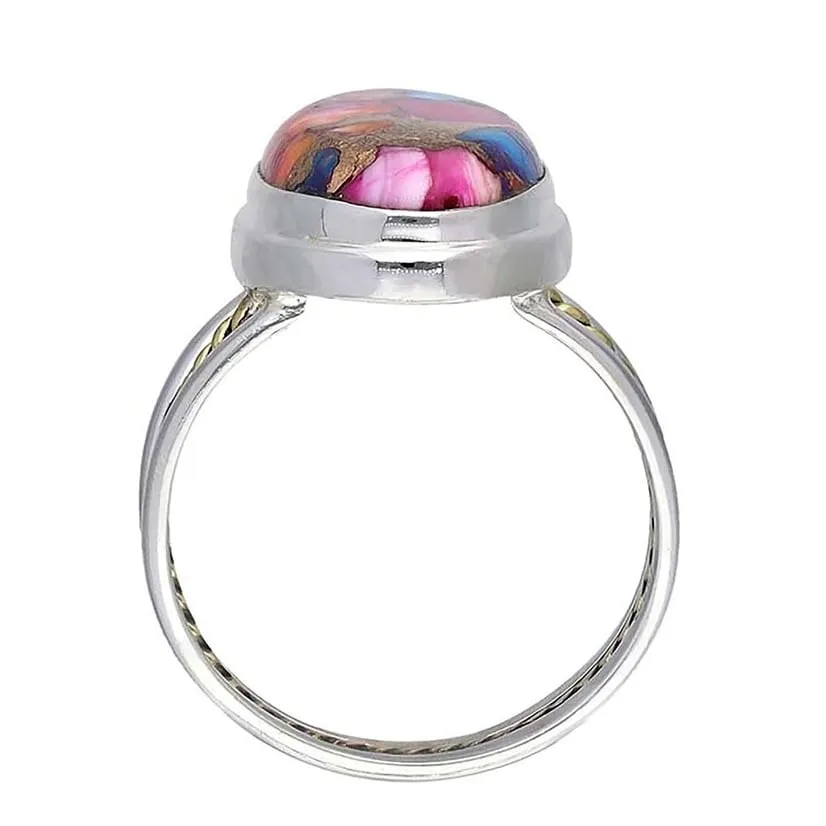 YS Gems Sterling Silver Pink Oyster Mohave Turquoise Gemstone Ring sold by Zulily