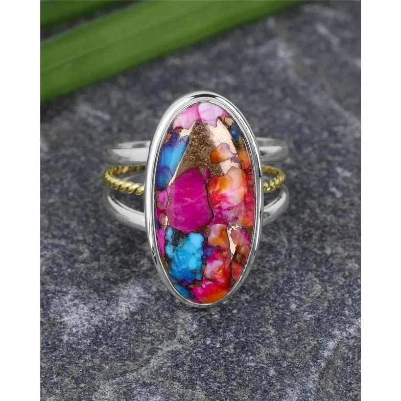 YS Gems Sterling Silver Pink Oyster Mohave Turquoise Gemstone Ring sold by Zulily product image thumbnail 3