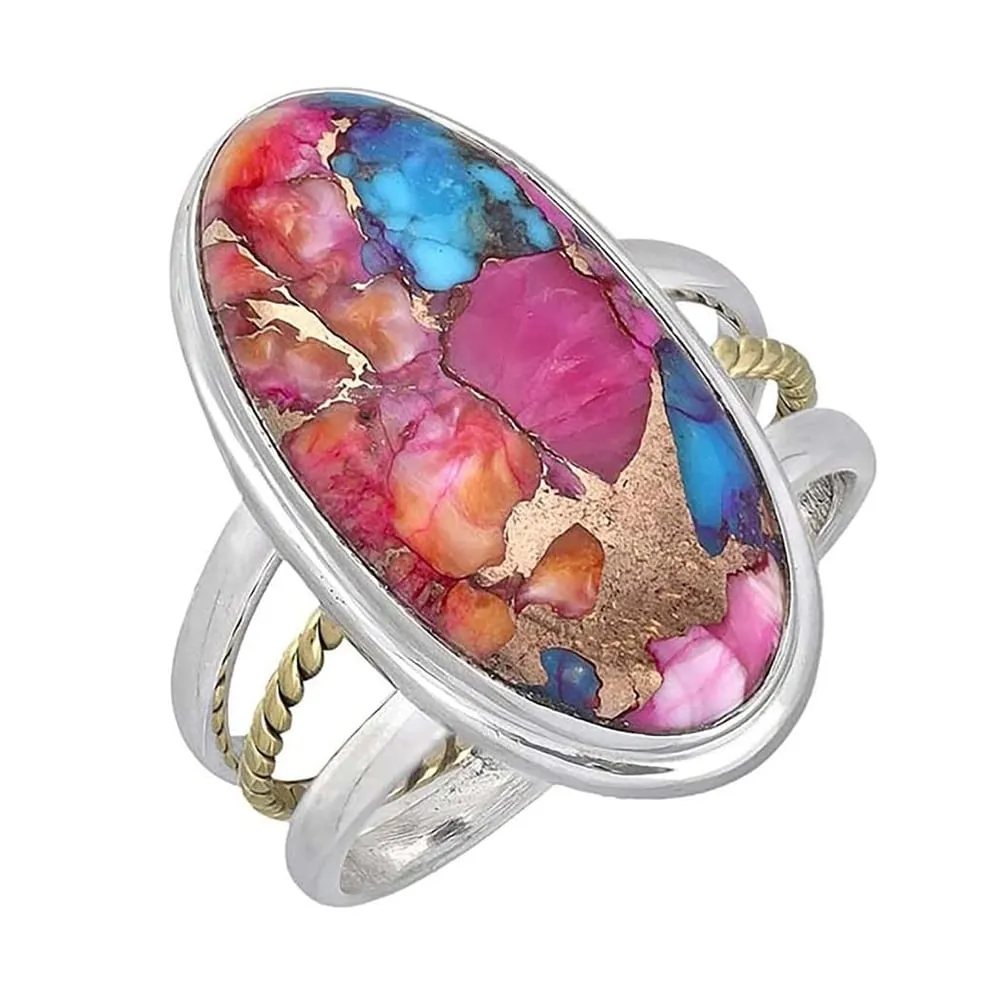 YS Gems Sterling Silver Pink Oyster Mohave Turquoise Gemstone Ring sold by Zulily product image thumbnail 2