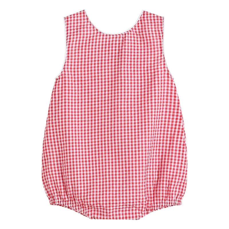 Classic Red Seersucker Bubble Romper sold by Zulily