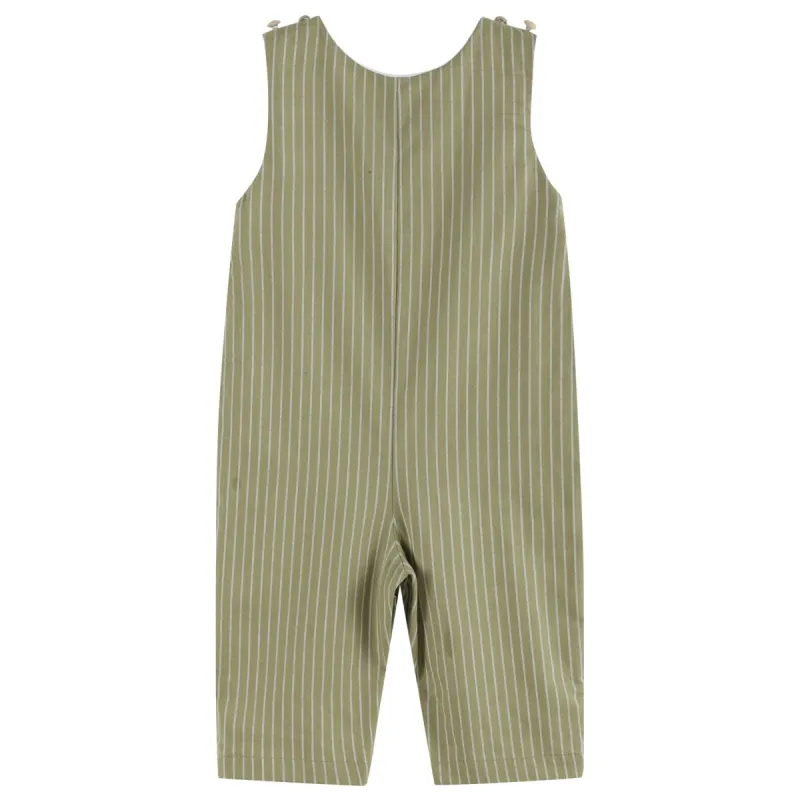 Green Dinosaur Smocked Overalls sold by Zulily