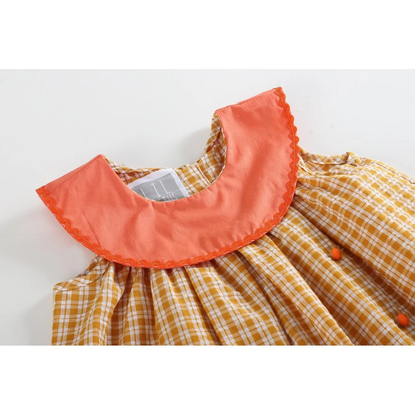 Orange Gingham Pumpkin Yoke Dress sold by Zulily product image thumbnail 4