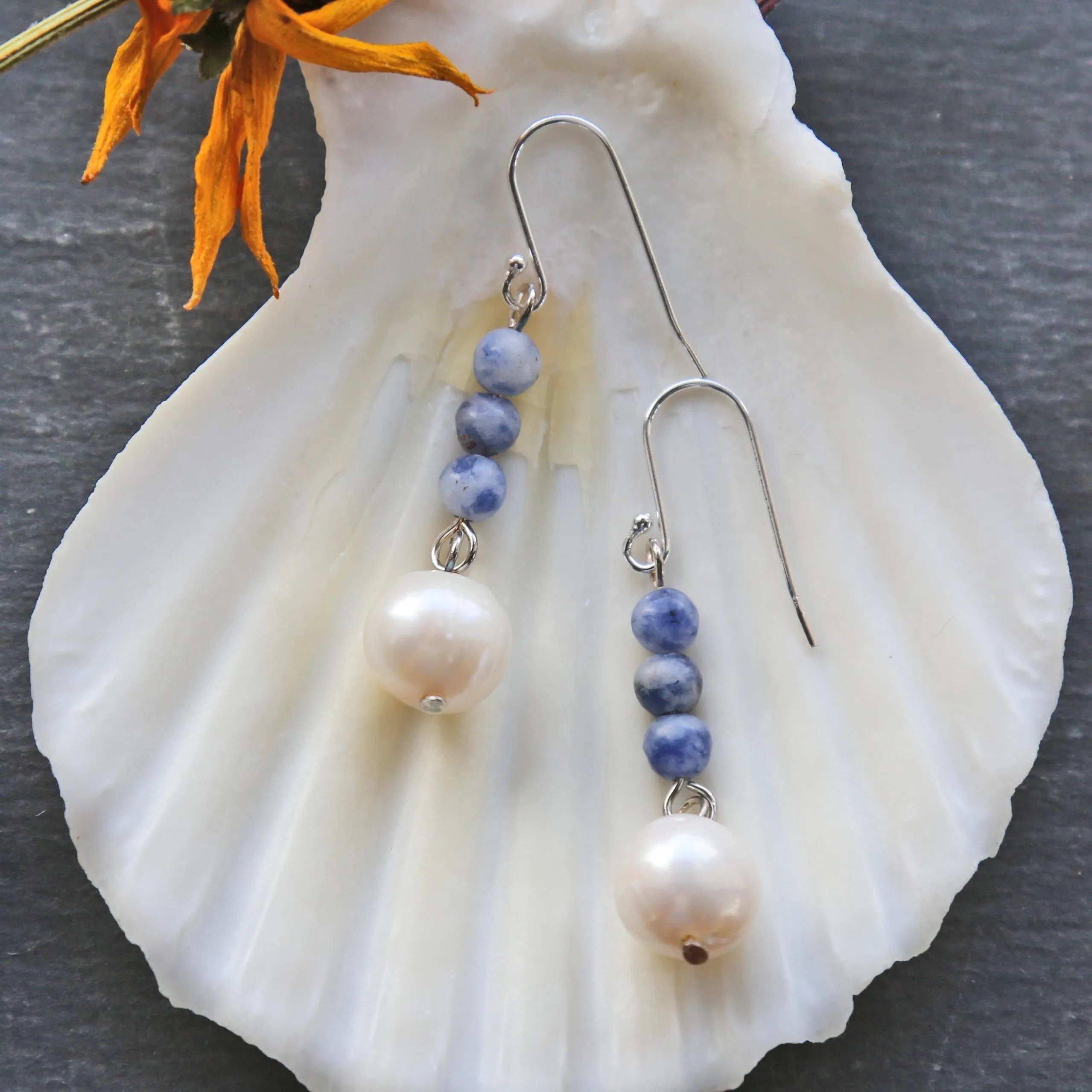 Serene Blue: Sodalite & Pearl Necklace, Bracelet, and Earrings Set sold by Zulily product image thumbnail 3