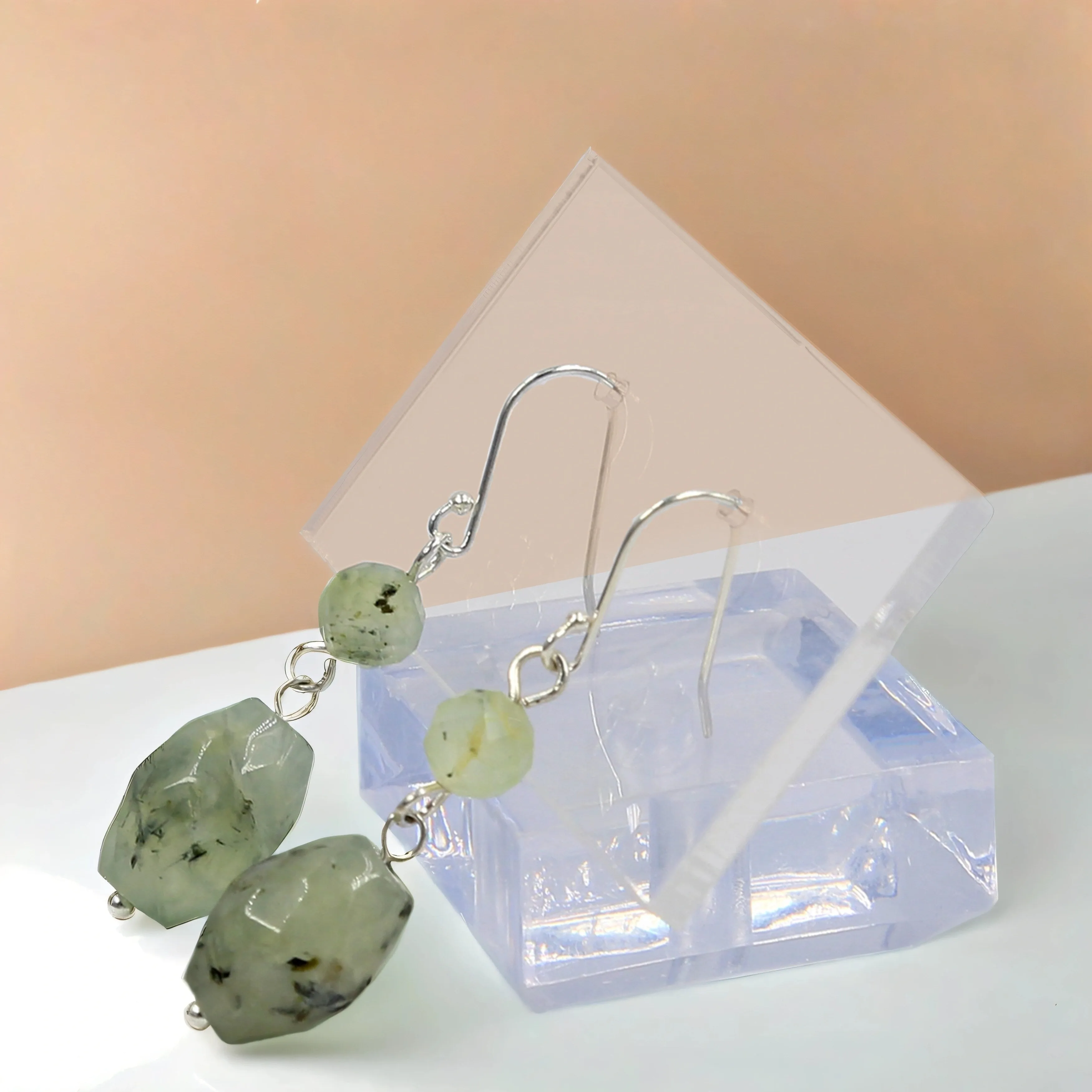 Earthy Elegance: Prehnite Necklace, Bracelet, and Earrings Set with Silver Accents sold by Zulily product image thumbnail 4
